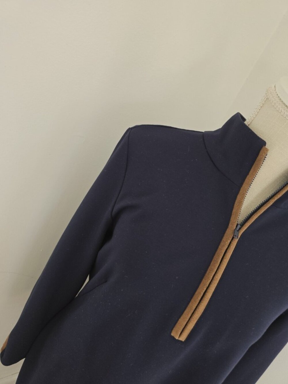 Jude Connally Anna Dress Jude Ponte XL Navy Blue Long Sleeves Quarter Zip Shift - Picture 10 of 11